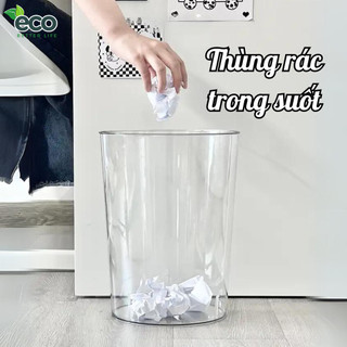 Thùng đựng rác trong suốt ECO đơn giản sang trọng, Xô trong suốt đa năng cắm hoa, đựng đồ tiện lợi
