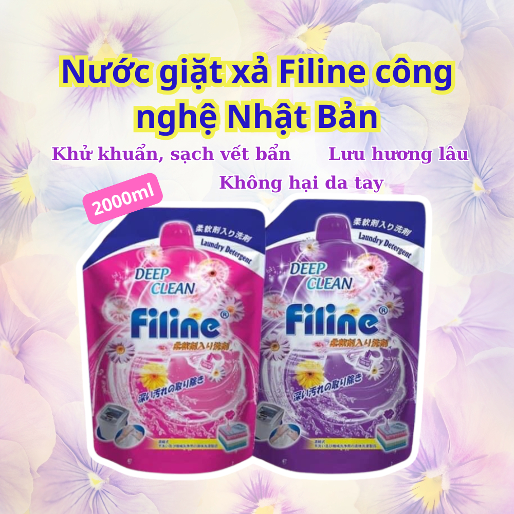 Nước giặt Filine túi 2000ml lưu hương lâu, không hại da tay, nguyên liệu mùi hương Pháp. công nghệ Nhật Bản