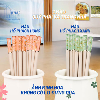 Bộ 5 đôi đũa hợp kim sợi thuỷ tinh Ion bạc kháng khuẩn không nấm mốc chịu được nhiệt độ cao hoa anh đào
