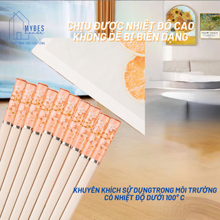 Bộ 5 đôi đũa hợp kim sợi thuỷ tinh Ion bạc kháng khuẩn không nấm mốc chịu được nhiệt độ cao hoa anh đào