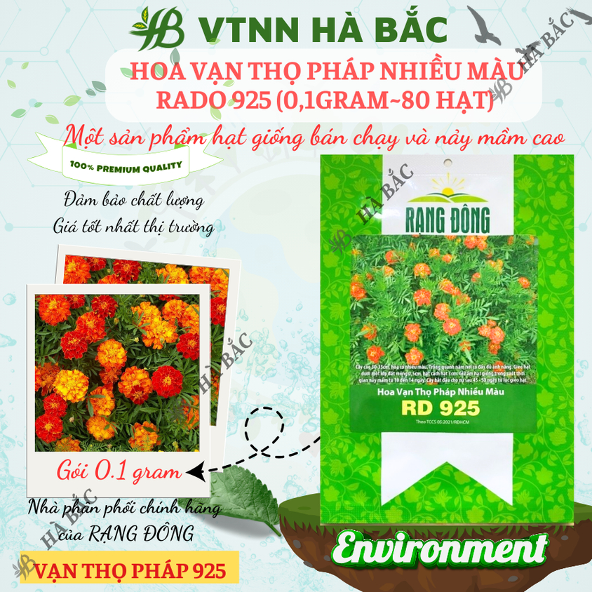 Hạt giống Hoa Vạn Thọ Pháp Nhiều Màu Rado 925 (0,1gram~80 hạt) trồng chậu dịp Tết