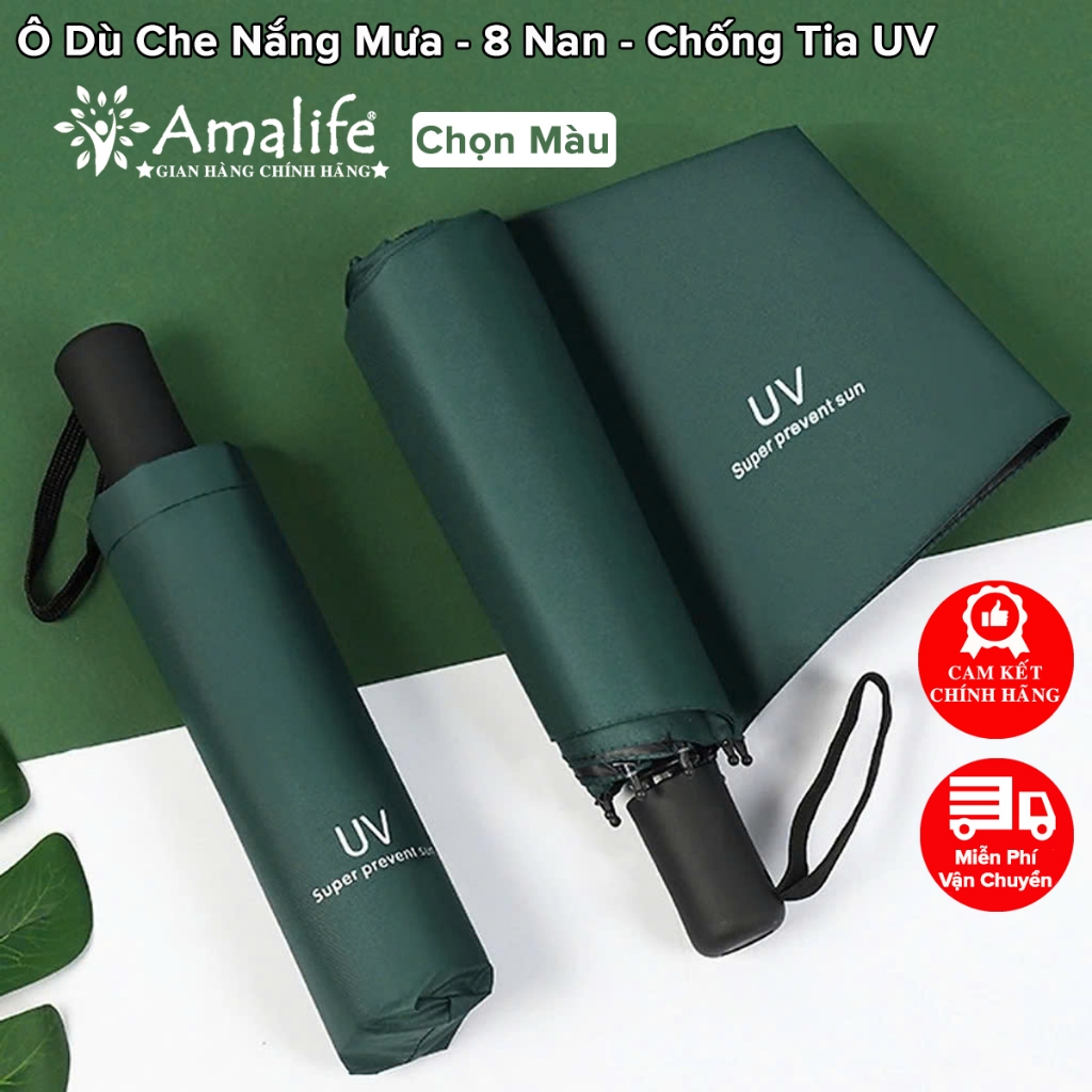 Ảnh Dù Che Mưa Nắng,Ô Chống Tia UV, Ô Dù 8 Nan Cầm Tay Gấp Gọn Tiện Lợi Chính Hãng Amalife 1