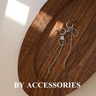 Bông tai nữ titan tua rua dài phối đá tròn màu trắng lấp lánh xinh xắn không gỉ WE2485 BY ACCESSORIES
