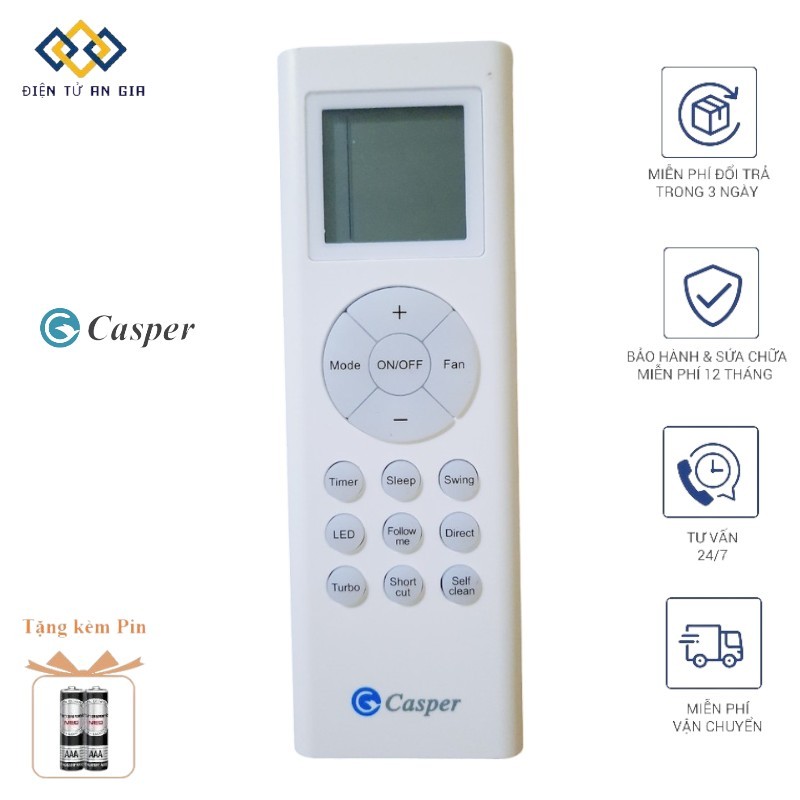Remote Điều khiển điều hòa Casper-3 LOẠI 1&2 chiều Inverter- Hàng ZIN ...