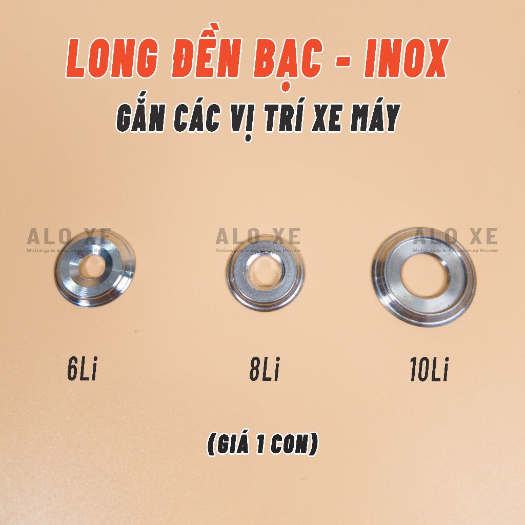 Long Đền Inox 304 Bạc 6li, 8li và 10li Siêu Rẻ Đẹp gắn nhiều vị trí xe ...