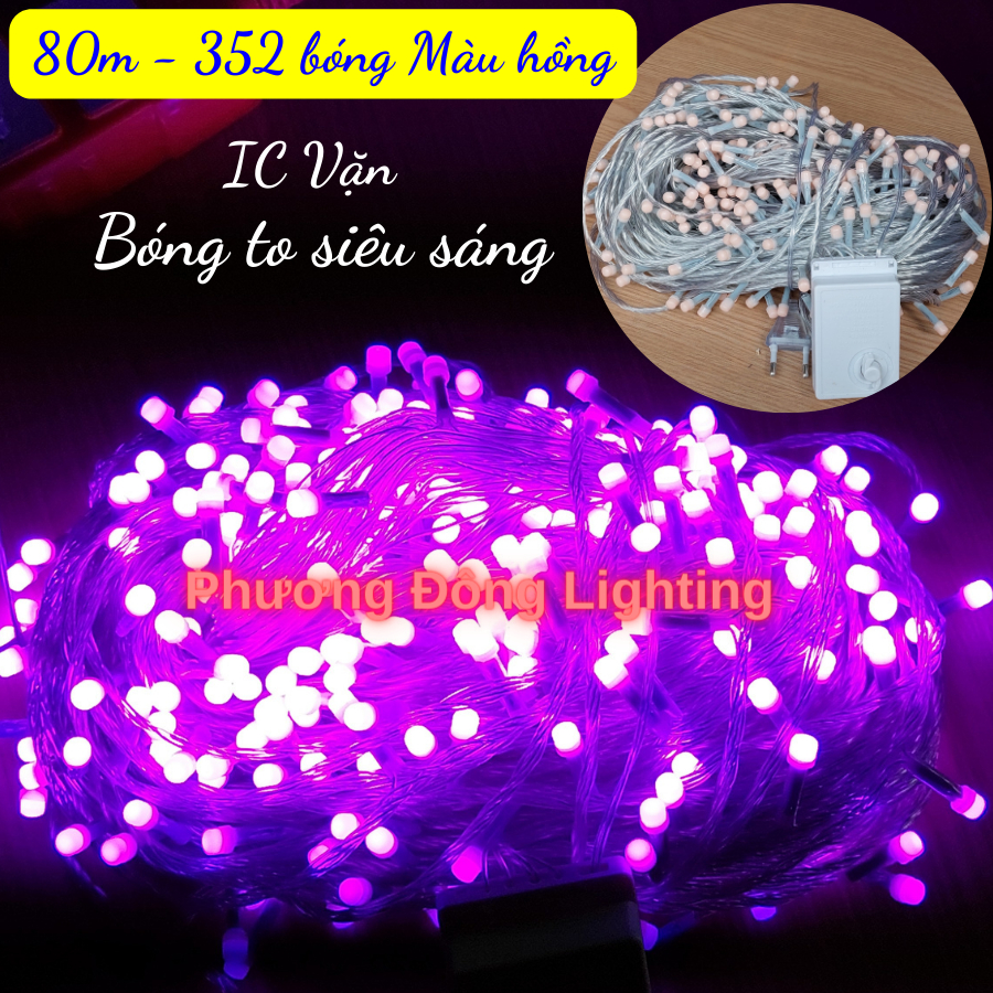 Dây đèn LED chớp trang trí Noel 80m - 352 bóng - Bóng to siêu sáng siêu đẹp