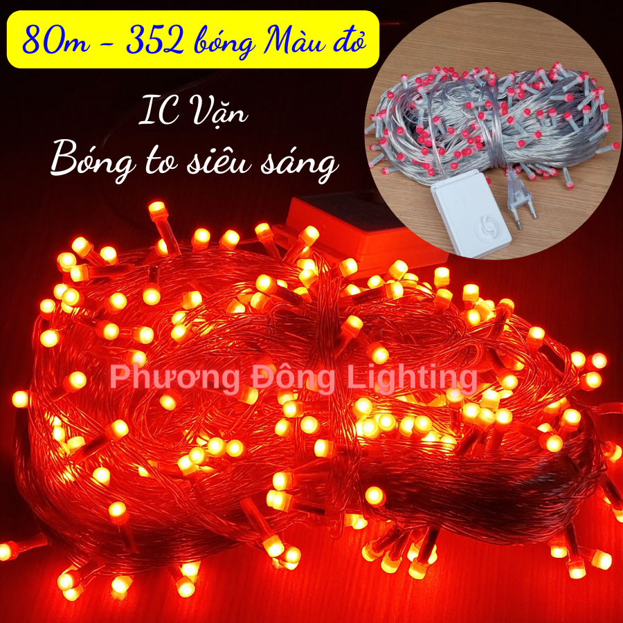 Dây đèn LED chớp trang trí Noel 80m - 352 bóng - Bóng to siêu sáng siêu đẹp