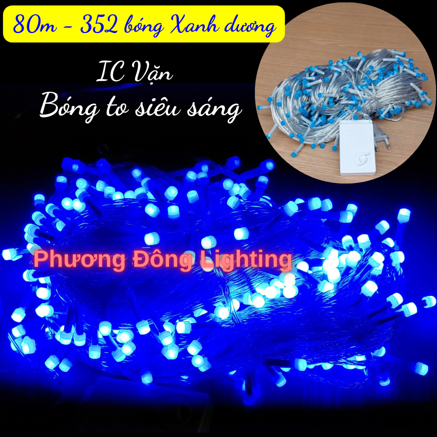 Dây đèn LED chớp trang trí Noel 80m - 352 bóng - Bóng to siêu sáng siêu đẹp