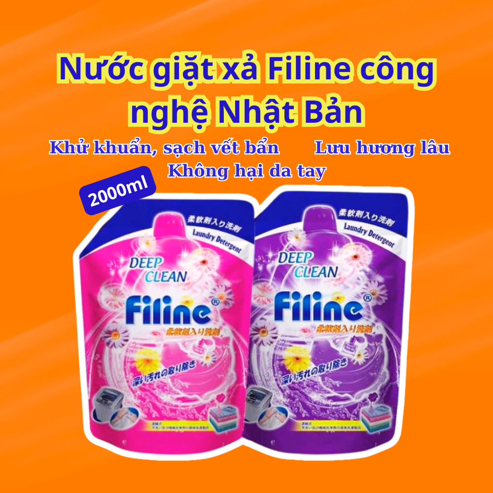 Nước giặt Filine túi 2000ml lưu hương lâu, không hại da tay, nguyên liệu mùi hương Pháp, công nghệ Nhật Bản