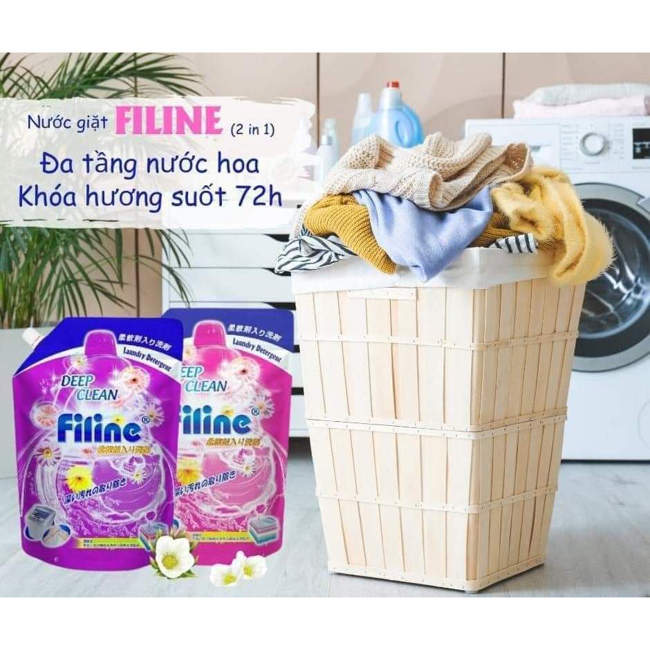 Nước giặt Filine túi 2000ml lưu hương lâu, không hại da tay, nguyên liệu mùi hương Pháp, công nghệ Nhật Bản