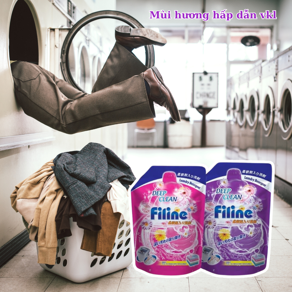 Nước giặt Filine túi 2000ml lưu hương lâu, không hại da tay, nguyên liệu mùi hương Pháp, công nghệ Nhật Bản