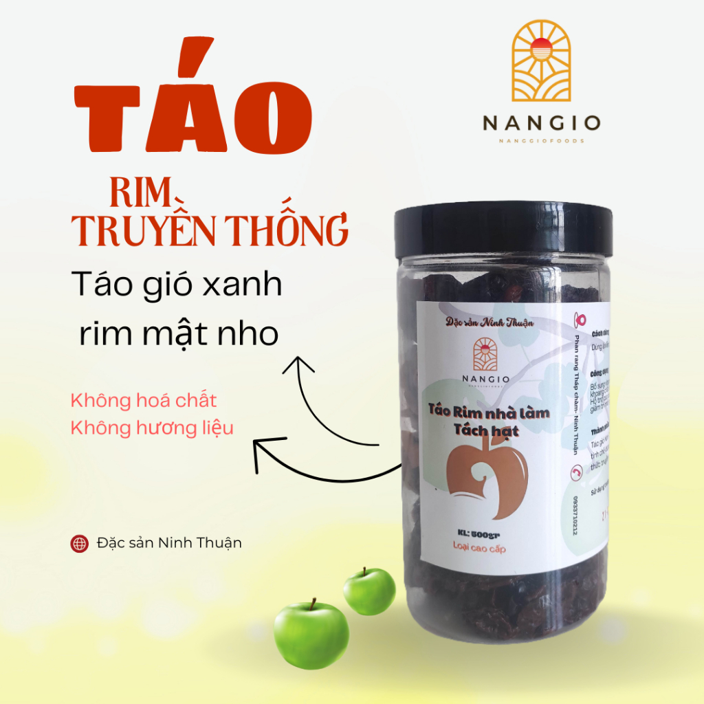 Táo Rim mật nho truyền thống ít ngọt loại tách hạt từ táo gió Ninh ...