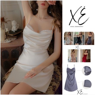Váy lụa cao cấp đính ngọc trai có đệm dày nâng vòng 1 đủ màu ( V7 )