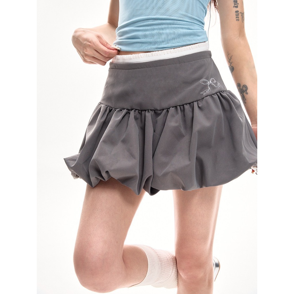 Chân váy bí bubble skirt ngắn dáng xòe bồng họa tiết hình nơ có quần bảo hộ thời trang nữ CVBB001 - Tiktik