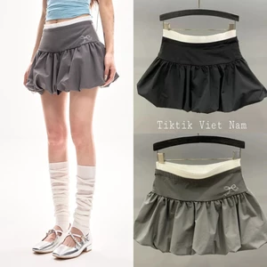 Chân váy bí bubble skirt ngắn dáng xòe bồng họa tiết hình nơ có quần bảo hộ thời trang nữ CVBB001 - Tiktik