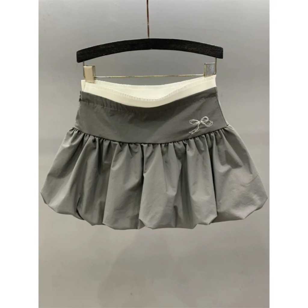 Chân váy bí bubble skirt ngắn dáng xòe bồng họa tiết hình nơ có quần bảo hộ thời trang nữ CVBB001 - Tiktik