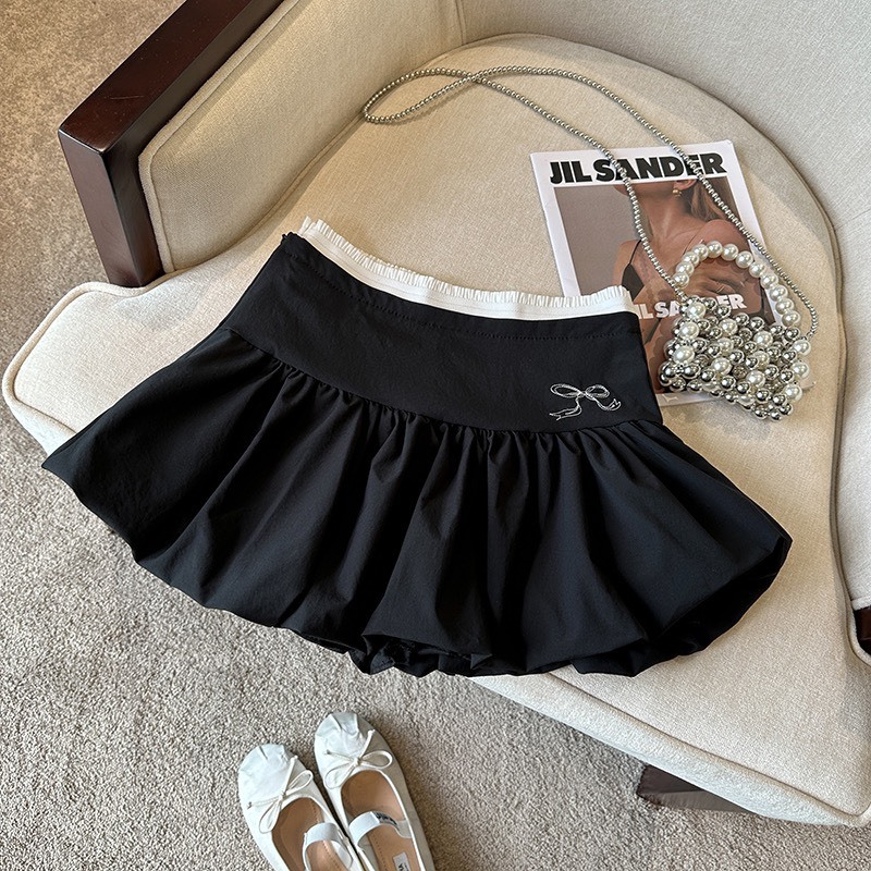 Chân váy bí bubble skirt ngắn dáng xòe bồng họa tiết hình nơ có quần bảo hộ thời trang nữ CVBB001 - Tiktik