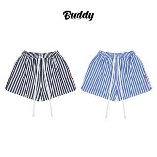 [BUDDY] Quần short kaki thô kẻ sọc form ống to trên gối - PEN SHORTS