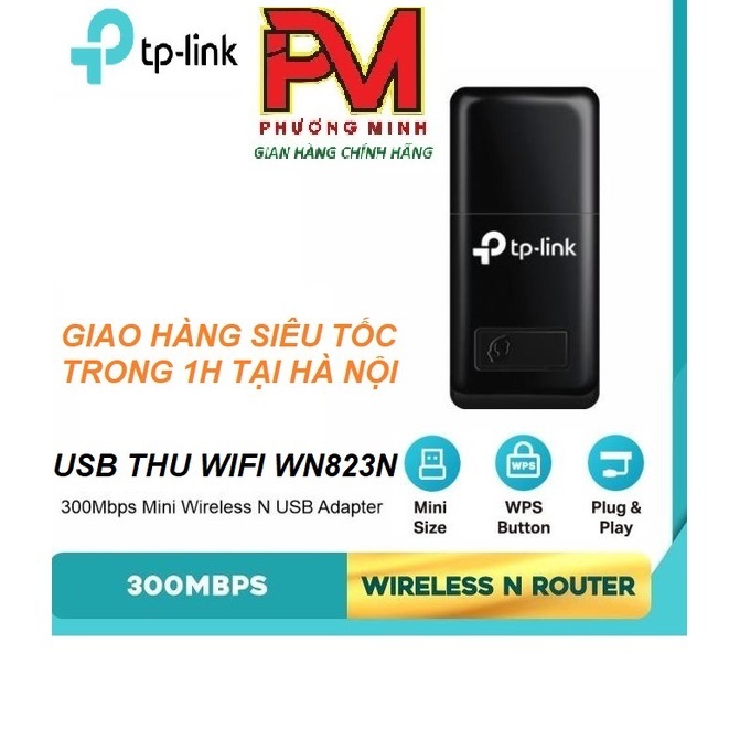 Usb thu Wi-Fi USB Mini chuẩn N tốc độ 300Mbps cho PC Laptop Tplink 823N ...
