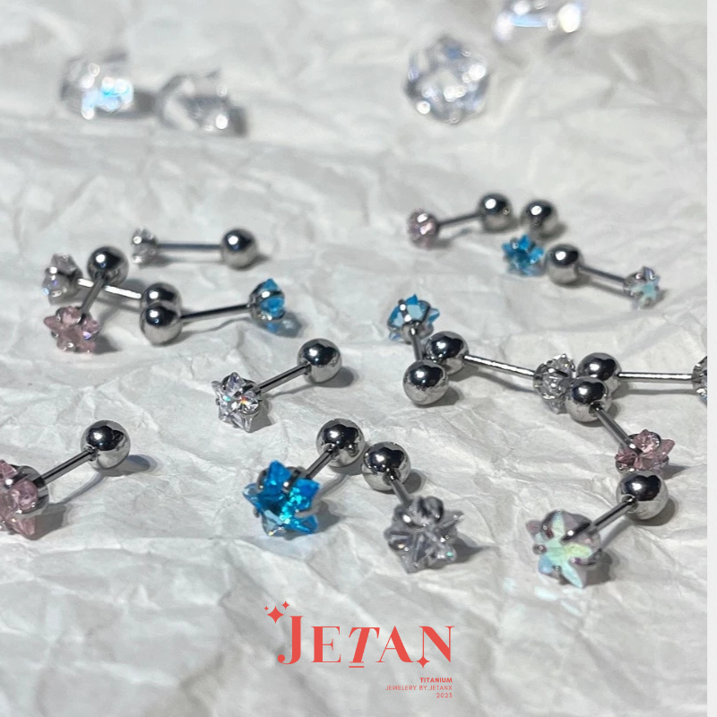 Khuyên Tai Ngôi Sao Đá WHITE CRYSTAL STAR JetanX (1 chiếc)
