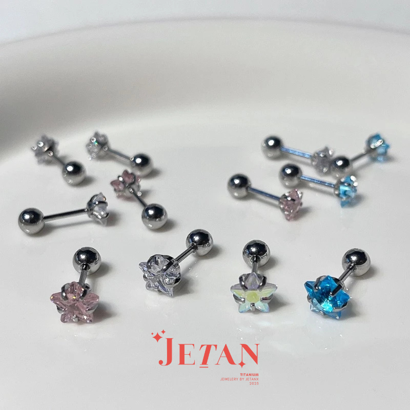 Khuyên Tai Ngôi Sao Đá WHITE CRYSTAL STAR JetanX (1 chiếc)