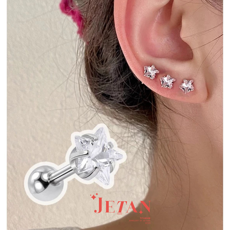 Khuyên Tai Ngôi Sao Đá WHITE CRYSTAL STAR JetanX (1 chiếc)