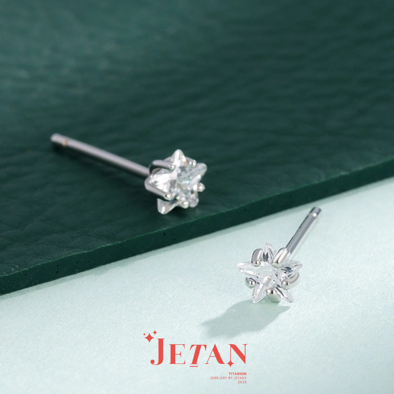 Khuyên Tai Ngôi Sao Đá WHITE CRYSTAL STAR JetanX (1 chiếc)
