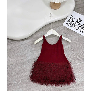 Váy bé gái, Đầm thun mix tua rua sang chảnh cho bé gái