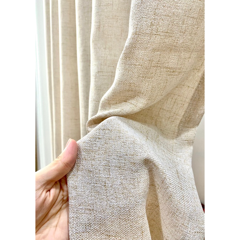 Rèm Khoen, Vải Voan Đũi Linen Màu Be, (Không Kèm Thanh Treo) Phong Cách Vintage,trang trí Phòng Khách,Phòng Ngủ,Homestay