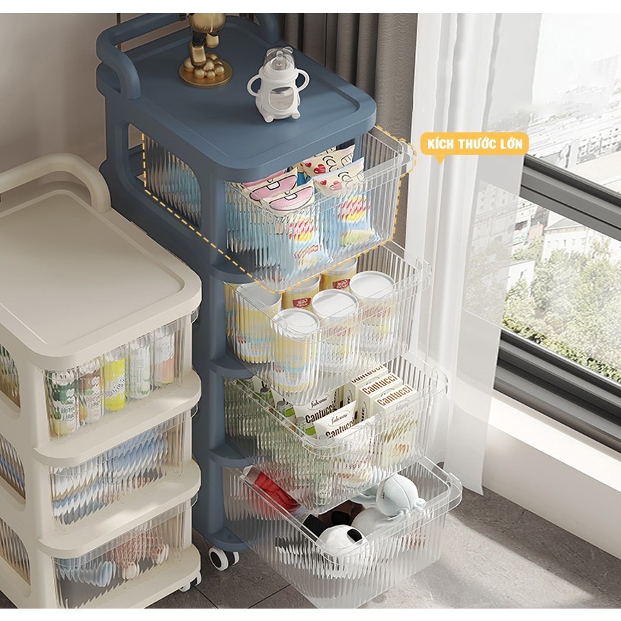 Kệ đựng đồ bỉm sữa 3 4 tầng đa năng có bánh Xe đẩy spa Giá để đồ bỉm sữa tiện lợi  262