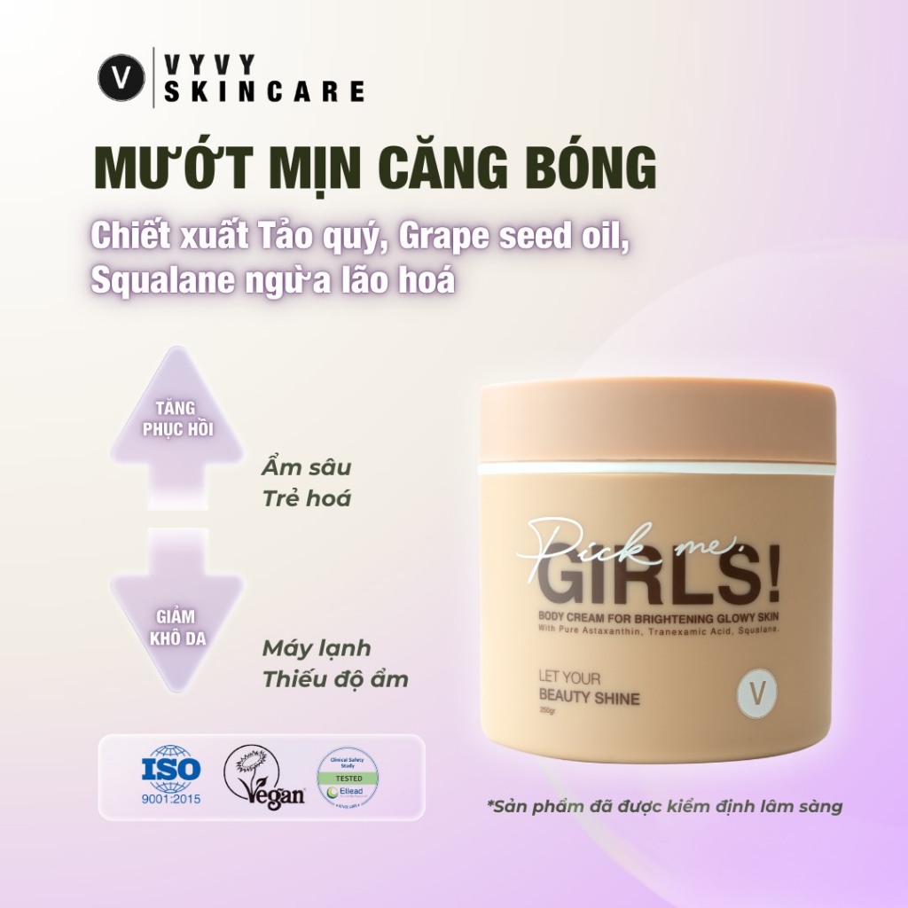 Ảnh Kem body trắng an toàn [KHÔNG HỒI TONE], da mướt mịn ửng hồng trong veo Pick me, girls Vyvyhaircare V 250gr 1
