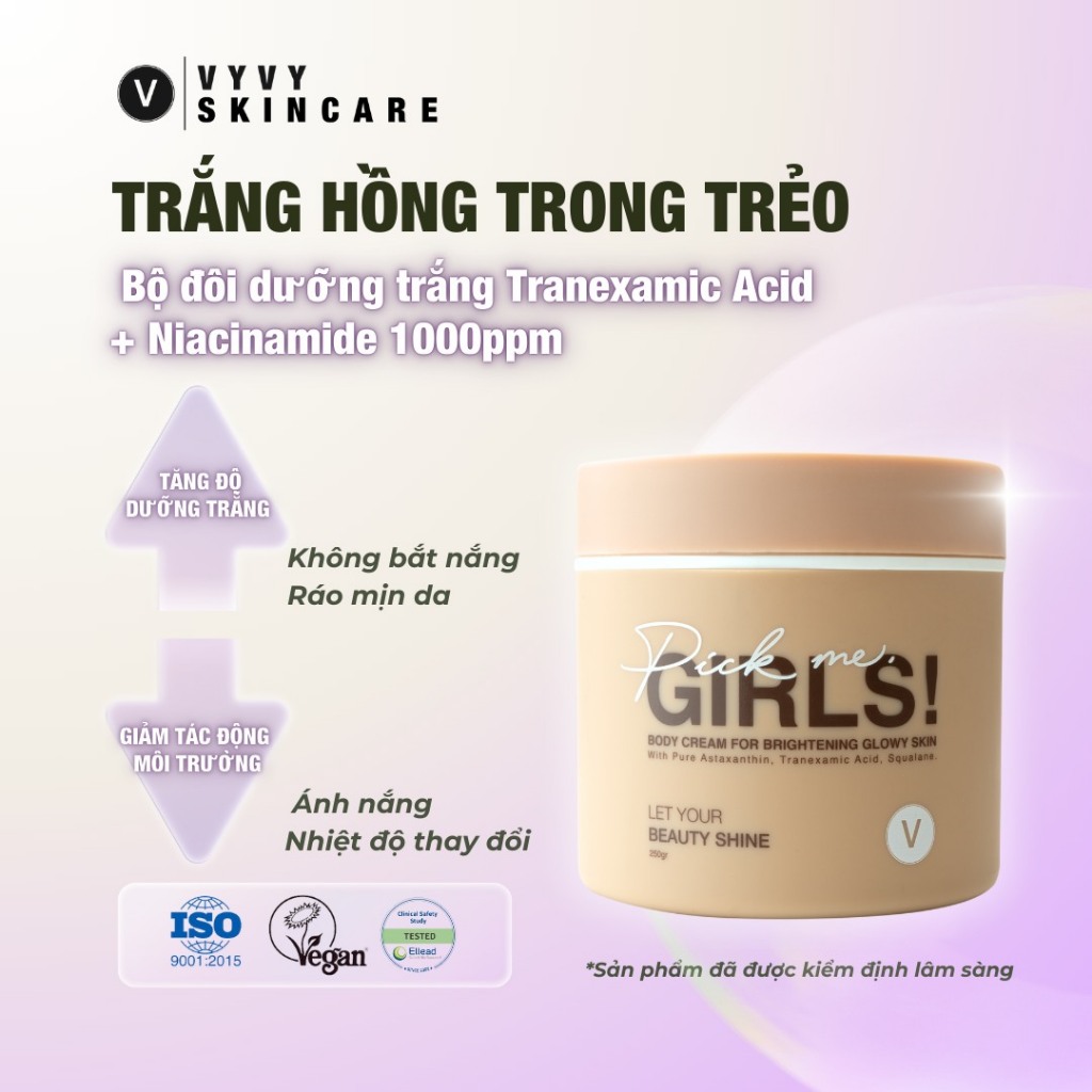 Ảnh Kem body trắng an toàn [KHÔNG HỒI TONE], da mướt mịn ửng hồng trong veo Pick me, girls Vyvyhaircare V 250gr 2
