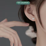 Khuyên tai bạc nữ TLEE, bông tai bạc cánh bướm lấp lánh TLEE JEWELRY B0413 — ảnh 3