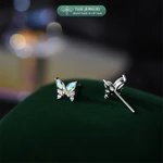 Khuyên tai bạc nữ TLEE, bông tai bạc cánh bướm lấp lánh TLEE JEWELRY B0413 — ảnh 8
