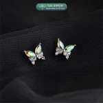 Khuyên tai bạc nữ TLEE, bông tai bạc cánh bướm lấp lánh TLEE JEWELRY B0413 — ảnh 7