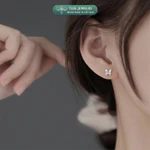 Khuyên tai bạc nữ TLEE, bông tai bạc cánh bướm lấp lánh TLEE JEWELRY B0413 — ảnh 4