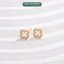 Khuyên tai bạc nữ TLEE cỏ bốn lá viền đính đá nữ tính TLEE JEWELRY B0527