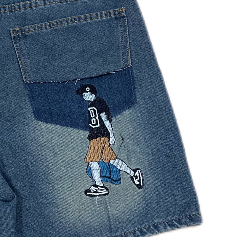 QUẦN SHORT JEANS  THÊU HÌNH, WASH TÚI - FORM TRÊN GỐI, ĐL 360GSM. Menswear | TMTD34
