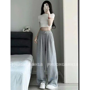 Quần ống suông dây rút cạp cao chất nhung tăm mềm hàng QC 40906