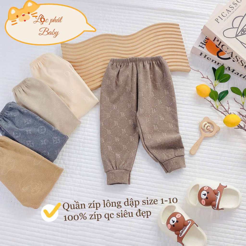 COMBO 5 quần dài thu đông chất ZIP lông cho bé từ 3-15kg