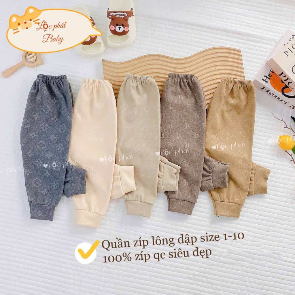 COMBO 5 quần dài thu đông chất ZIP lông cho bé từ 3-15kg