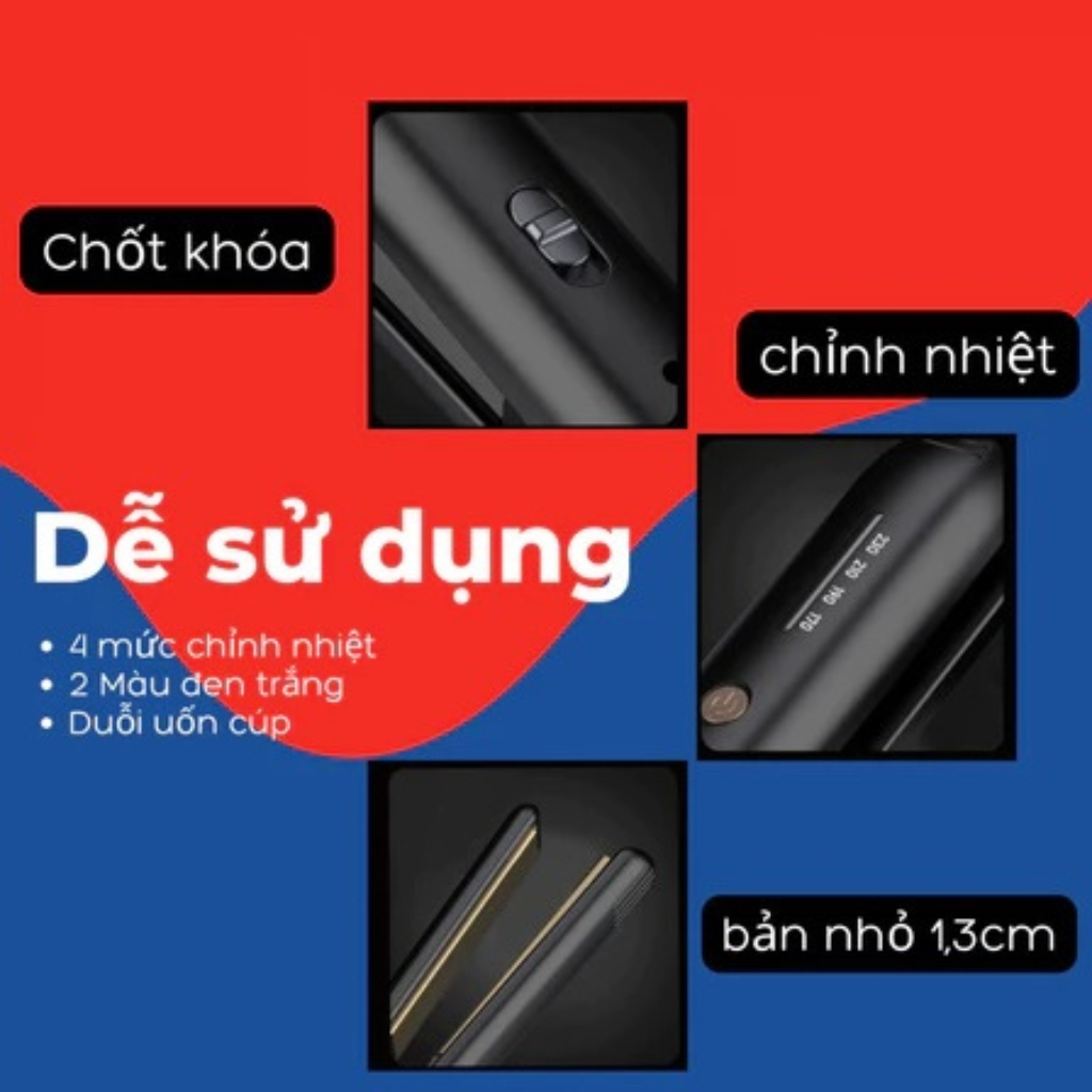 Máy Uốn Tóc Tạo Kiểu Cho Nam 2 in 1 Ép Side Tóc Nam Đa Năng Máy Duỗi Tóc Mini B128