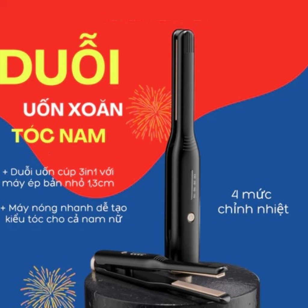 Máy Uốn Tóc Tạo Kiểu Cho Nam 2 in 1 Ép Side Tóc Nam Đa Năng Máy Duỗi Tóc Mini B128