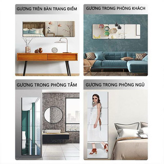 Gương dán tường chống vỡ decor ,gương dán tường nhà tắm 42x27cm