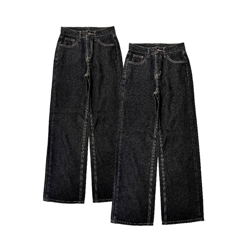(BoomHouse) Quần jean ống suông rộng xuất Hàn Aura* dư xịn