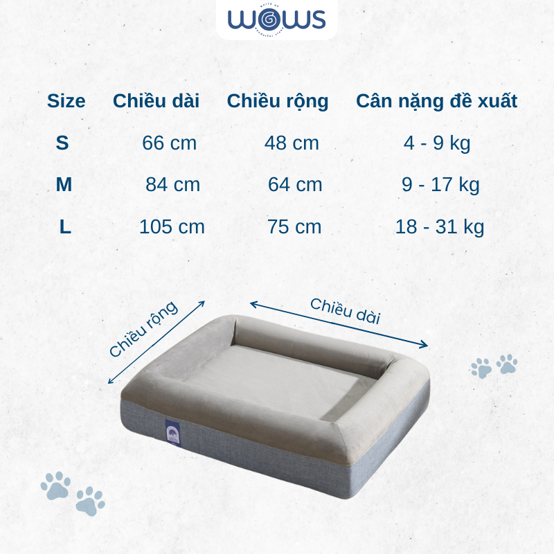 Ảnh WOWS - Nệm Foam Thú Cưng Chiko - Đệm Ngủ Chó Mèo Cao Cấp - Vỏ Tháo Được, Mềm Mại, Đàn Hồi - S, M, L 3