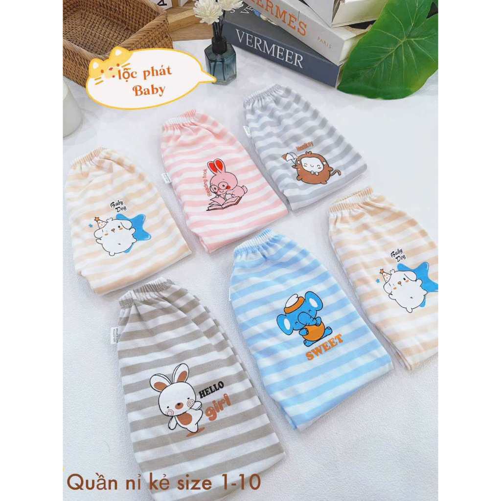 Combo 5 quần dài nỉ kẻ cho bé trai, bé gái từ 11 đến 16kg