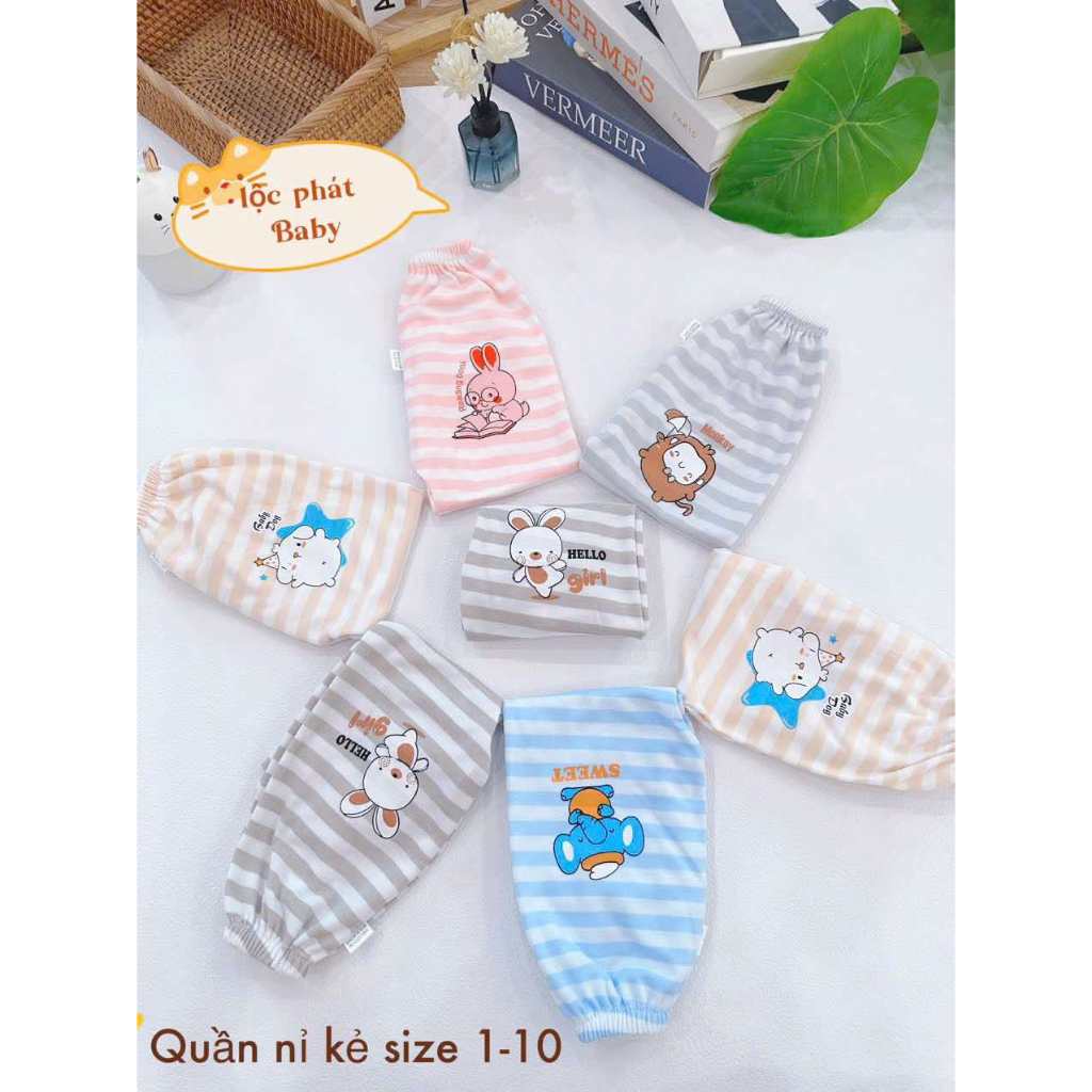 Combo 5 quần dài nỉ kẻ cho bé trai, bé gái từ 11 đến 16kg