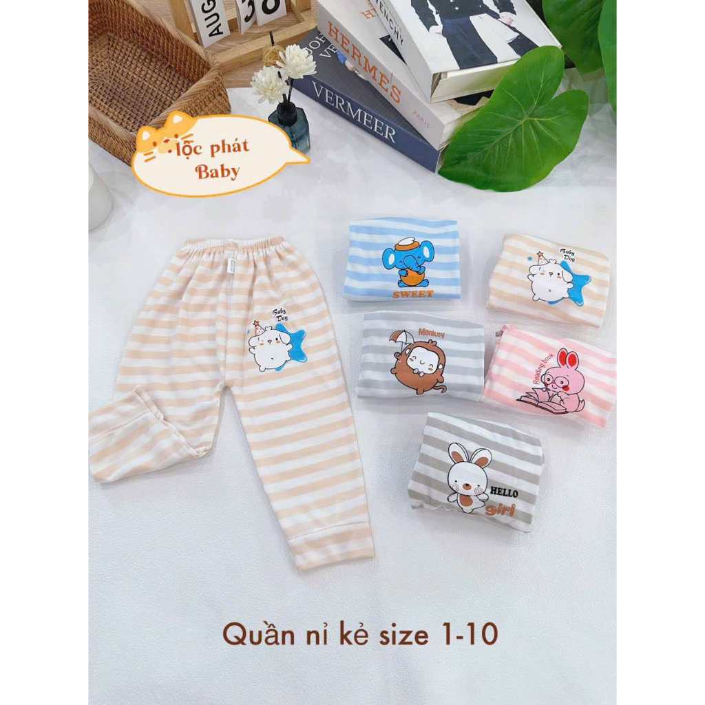 Combo 5 quần dài nỉ kẻ cho bé trai, bé gái từ 11 đến 16kg
