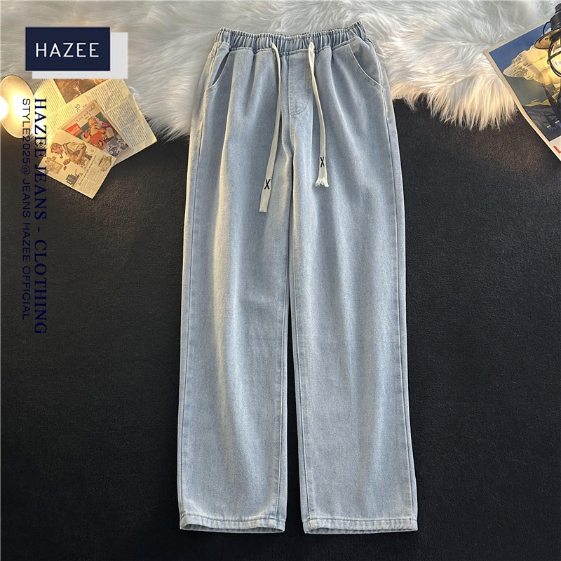 Quần Jean Nữ Cạp Cao Ống Suông – Co Giãn Nhẹ HAZEE , Quần Jean Ống Rộng Nữ bigsize Dễ mặc